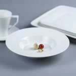 Hot selling plain white square 4pcs ceramic porcelain hotel restaurant dinner table ware set dinnerware