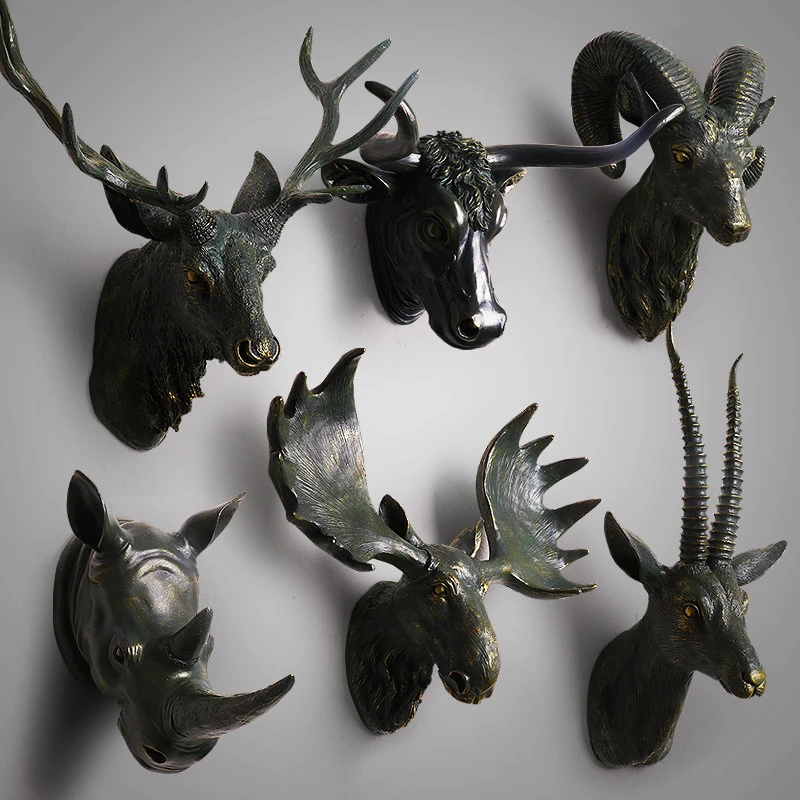 hot selling resin hanging animal head craft wall art for home decor