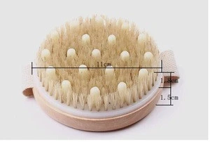 Hot selling round handy wooden massager bath brush,massager bead bath brush