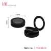 Hot selling stock item black round shape skylight pressed powder compact case cheap price hot sell