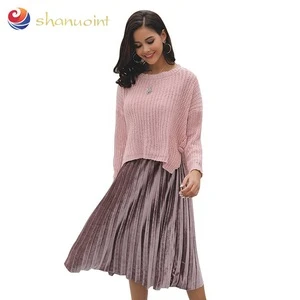 Hot wholesale full-coloured corduroy mid-long half-length skirt with high waist and pleated skirt in autumn and winter