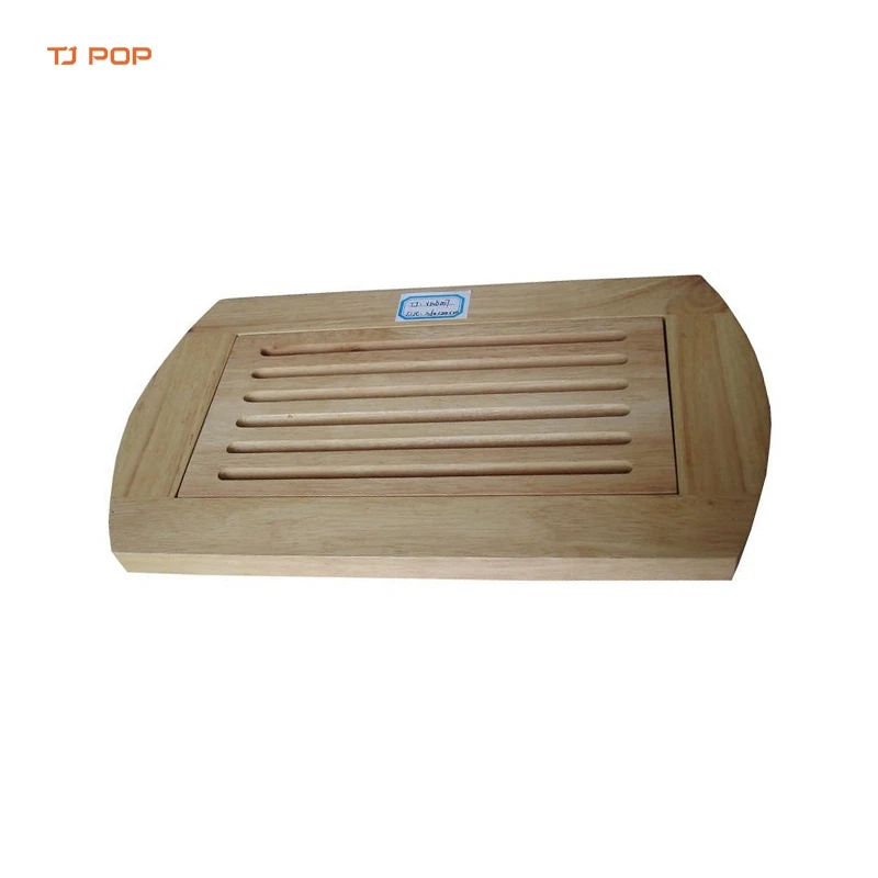 Household Bamboo/ Wooden Kitchen New Design Multi-Purpose Rubber Wood Bread Chopping Board And Crumb Tray Removable Boards bambo