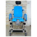 HS6007 Reclining shampoo commode chair With Backrest Able to Recline Backwards-blue color