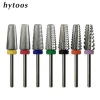 HYTOOS Tapered Carbide Nail Drill Bit With Cut Milling Cutter for Manicure 5 In 1 Tungsten Carbide Drills Nails Accessories Tool