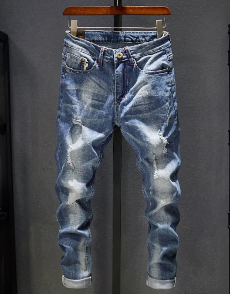 IN-Stock Top Fashion Spring and Autumn Jeans Men Homme Mens Famous Brand New High-quality Slim Straight Males