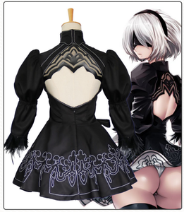 Japan hot game NieR:Automata cosplay A2cos 2B cos costume black dress