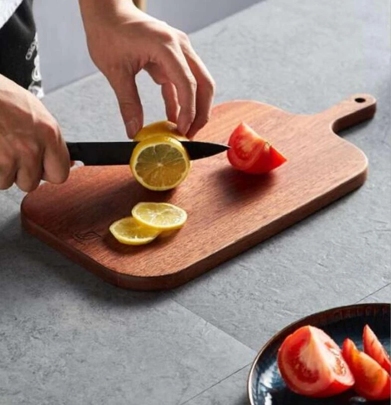 Japanese Style Wooden Cutting Board Chopping Blocks, Wood Cutting Board with Handle Hardwood Chopping and Serving Rustic Paddle