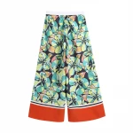 K459 New 2021 Women Casual Print Holiday Stylish Wide Leg Casual pants Trousers Clothing 5