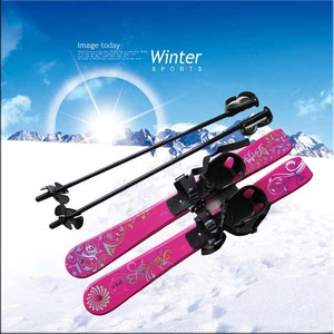 Kid&#39;s Beginner Snow Skis and Poles Toddler Skis Low-Resistant Ski Boards Bindings for children