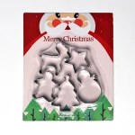 Kids baking cookie tools 5pcs stainless steel christmas sandwich cookie cutter set with blister card