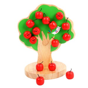 Kindergarten Early Education Mathematics Children Wooden Magnetic Apple Tree Baby Picking Apple Fruit Stickers
