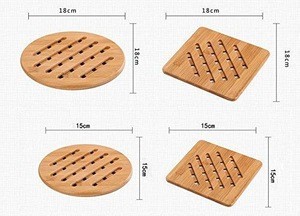 Kitchen Bamboo Hot Pads Trivet, Heat Resistant Pads Teapot Trivet, Square and Round
