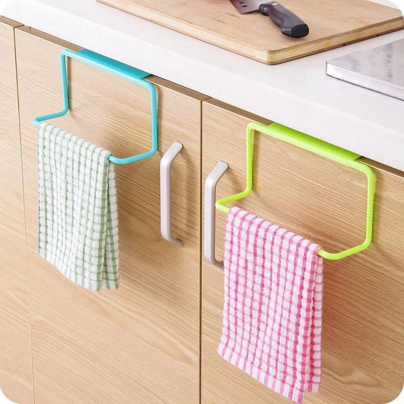 Kitchen Towel Rack Hanging Holder Cupboard Cabinet Door Back Hanger Towel Sponge Holder Storage Rack for Bathroom