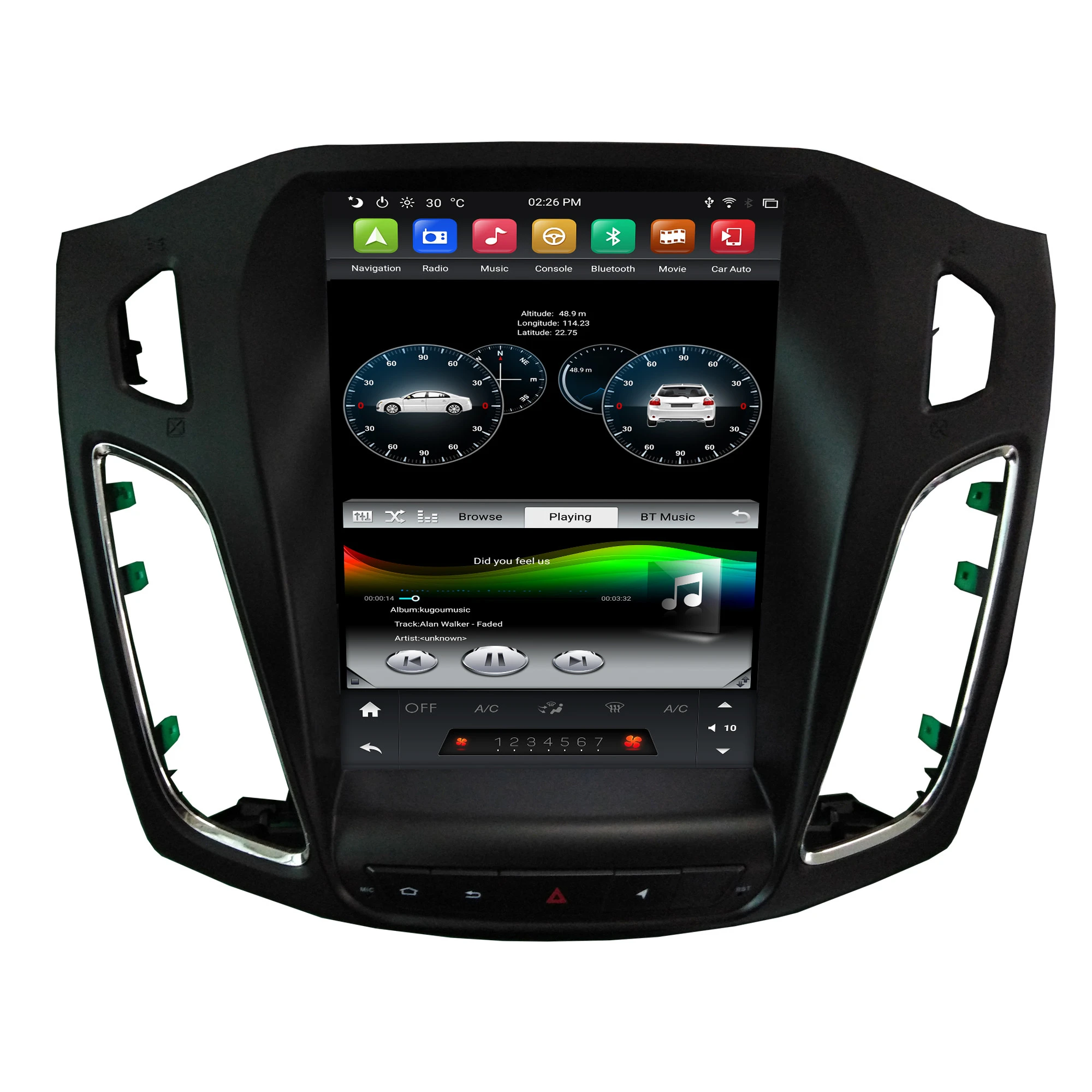 Klyde KD-10407 tesla android car video big touch screen dvd player PX6 64GB for fo cus 2013 2014 2015 auto electronics