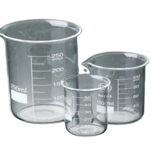 Lab glassware low form 50ml 250ml 600ml glass beaker with spout