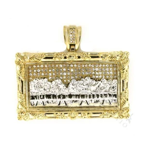 large hip hop style 14k gold plated Iced XL Last Supper Frame Pendants for mens