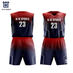 latest basketball jersey design 2019 red and navy wholesale team wear mens basketball uniform design