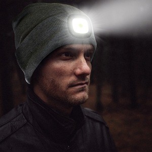 LED Beanie Hat with Light,  USB Rechargeable Winter Lighted Headlight Skull Cap Headlamp