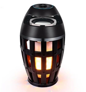 LED Flame Speaker, Wireless 5W 4 ohm Bass 8 Hours Fire Torch Night Light Music Dancing Flicker Atmosphere Table Lamp Speakers