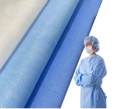 Light Weight 100% Polypropylene Spunbond Non-Woven Fabric Blue SMS Non Woven Fabric Roll