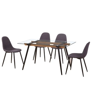 Living room furniture glass top center table design modern dining set