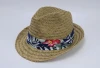 Logo Custom girls summer hats straw fashion design fedora straw hat bulk beach hats for men