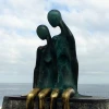 Love Theme Life Size Bronze Couple Statue Abstract Metal Garden Sculpture