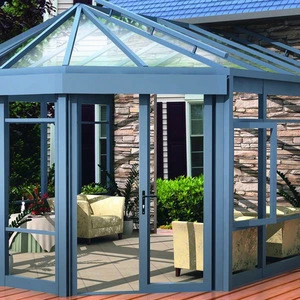 Low price metal frame glass sunroom with windows and doors
