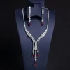 Luxury Bridal Waterdrop Zircon Necklace Jewelry Set Bridesmaid Floral Earrings Necklace Two Piece Women Jewellery Set