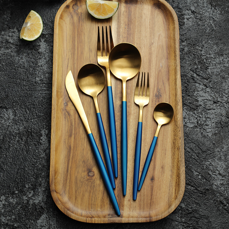 Buy Luxury Gold Plated Cutlery Set Stainless Steel Cutlery Sanding ...