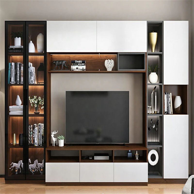 Luxury wooden wall Tv stand and coffee table sets living room hotel TV stand furniture
