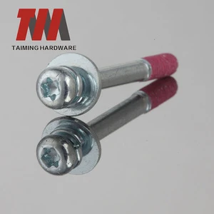Made in Guangdong ROHS Zinc Plated Alloy Steel Pan T6 Torx Head Half Thread With Red Nylonlocking Sems Screws