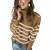 Import Manufacturer Winter Womens Long Sleeves Button Knit Turtleneck Striped Print Loose Pullover sweater from China
