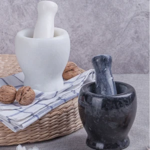 Marble Mortar and Pestle Set Kitchen small stone mill Garlic Dried Fruit Marble Herbs and Spices Marble Crusher and Grinder