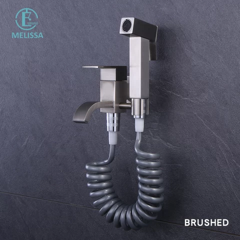 Melissa Brass Bathroom Brushed toilet bidet spray shattaf set Handheld shower Mop Basin water tap faucet