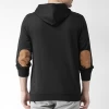 men blank fleece high quality hoodie with panel on elbow