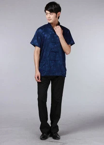 Men Chinese style collar short sleeve Chinese traditional clothing Tang suit Kung Fu shirt 5 colors