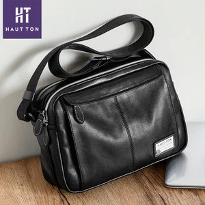 Men Genuine Leather Handbags Male High Quality Cowhide Leather Messenger Bags Men&#39;s Business Bag Middle Size Briefcase Tote