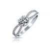 Micron Pave White Gold Plated Women Wedding Couple Engagement 925 Sterling Silver Ring