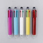 Mini promotional plastic stylus pen 4 color ink ballpoint pen