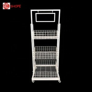 miniso style Metal 3 tiers hanging wire basket with wheel