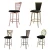 Import Modern Art Design Indoor Kitchen Square Black Velvet Fabric Silver Metal Base High Bar Stools Chairs With Back from China