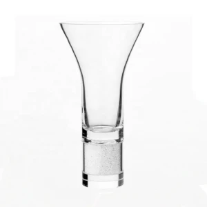 Modern Flower Decorated Clear Thick Crystal Glass Vase