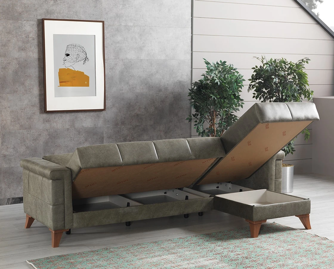 Modern Home Furniture Corner Sofa Folding Sofa Couch Sleeper Bed with Storage
