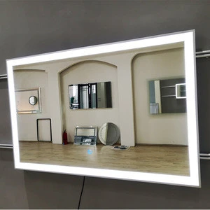 Modern LED Illuminated Large Bathroom Mirror with Aluminum Frame and Lights
