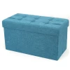 modern long size green large rectangle linen fabric Foot Rest Stool Seat folding storage ottoman bench