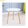 Modern Restaurant Banquet Kitchen Hotel Home Dinint Table Round MDF Wooden White for the top with Solid Legs in Beech ColorFinsh