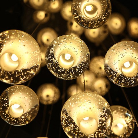 Buy Modern Round Plate Led Crystal Bubble Ball Pendant Lights Staircase ...