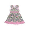 Moli newest design flower pattern spring girls dress cheap custom clothing manufacturers wholesale