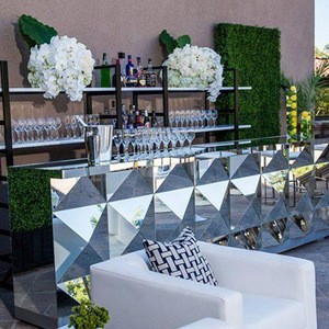 Multi-face silver mirror glass high bar table for wedding party event and rental